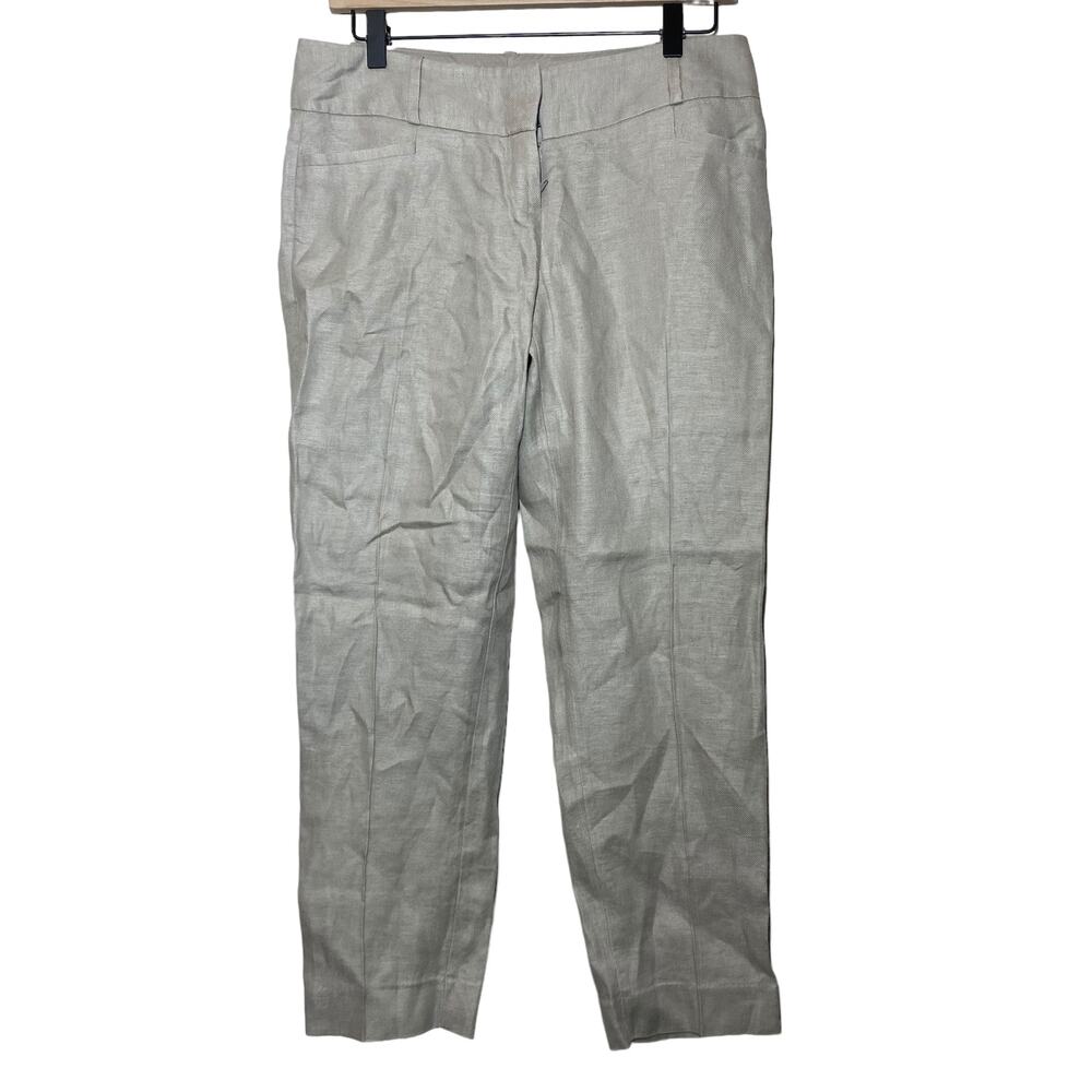 The Limited Women's 100% Linen Tan Straight Leg Trouser Pants Size 4 Midrise
